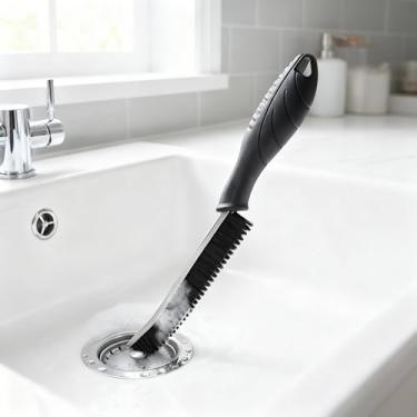 Imagem de Escova de limpeza de fendas, ferramentas multifuncionais de limpeza de lacunas com cerdas de nylon rígidas, ideal para banheiro, cozinha, pia, janela, preto, pacote com 2