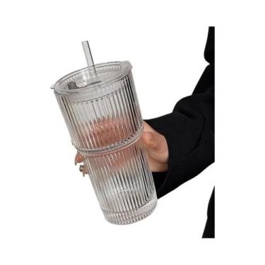 Imagem de Copo De Café De Vidro Transparente Com Grande Capacidade, Com Tampa E 