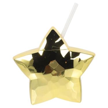 Imagem de Copo de chá de leite em forma de estrela com canudo criativo para festas, canudos flexíveis reutilizáveis, garrafa de água decorativa para celebrações na piscina e na praia