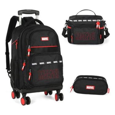 Imagem de Kit Mochila Rodinhas 360 Estojo Lancheira Marvel Avengers