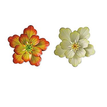 Imagem de Esculturas de parede loja de decoração de parede flores de metal decoração de parede ao ar livre arte de parede floral de ferro 30 cm esculturas de parede ao ar livre (2 peças flor)