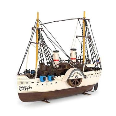 Imagem de Ornamento retrô vintage feito à mão de barco à vela de madeira para exibição de decoração de mesa de escritório em casa