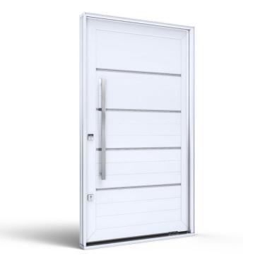 Imagem de Porta de Alumínio Pivotante com Friso 225cmx130cm Lucasa Eccellente Branco