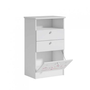 Imagem de Cômoda de Bebê 2 Gavetas 1 Porta Kids Móveis Serpil Branco/rosa
