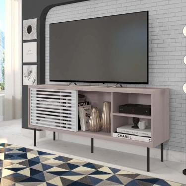 Imagem de Rack Para Tv Até 55 Polegadas Industrial 136cm Em Bp Porta Ripada Multiverso Espresso Móveis Cacao/branco Bp (tx)