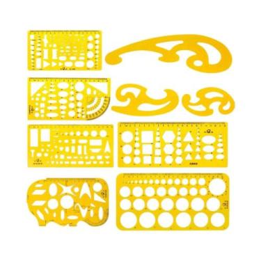 Imagem de Conjunto De 9 Estênceis Para Desenho Arquitetônico, Régua Curva France