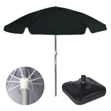 Imagem de Kit Guarda Sol Resistente Bagum e Alumínio 2,00m FPS 100 com Base Preto Piscina Praia 18Kg