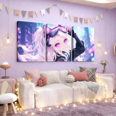Imagem de Erosebridal 3 peças de arte de parede em tela de anime japonês kawaii, desenho animado para meninas, crianças, adolescentes, adultos, animação japonesa, estilo ficção científica, pôsteres de arte 30,5