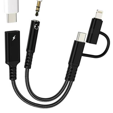 Imagem de Adaptador auxiliar para USB C (12,9 cm²) Lightning 3,5 mm cabo conector de áudio para fone de ouvido para iPhone 17 16 15 14 divisor Dongle carregador tipo C cabo de carregamento para iPad iluminação