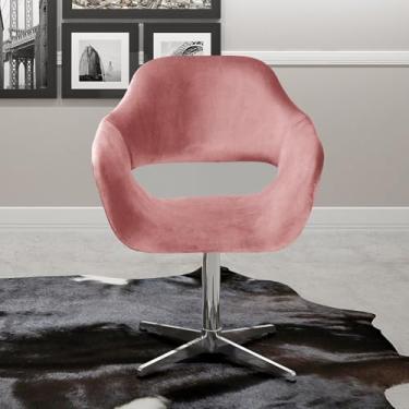 Imagem de Poltrona Decorativa Zara Pé Giratório de Metal Sala Recepção Rose