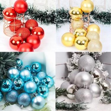 Imagem de Bolas De Natal Mista 7cm 06 Unidades Vermelha Dourada Prata - Rio Mast