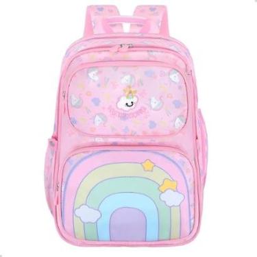 Imagem de Mochila Escolar Bolsa Colorida Arco-Iris Grande Moda Meninas Delicada Espaçosa-Feminino