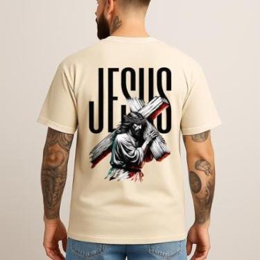 Imagem de Camiseta Masculina Básica Estampada Algodão Casual Urbano Confortável Dia a Dia Caimento Leve-Masculino