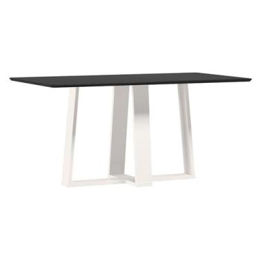 Imagem de Mesa de Jantar Rubi 160x90 cm com Vidro Off White Preto  New Ceval