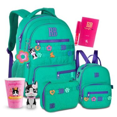 Imagem de Kit Mochila Rebecca Bonbon Estojo Lancheira Florzinha Costas, Rb26231 