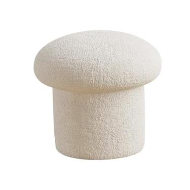 Imagem de DimyFew Pufes, Otomanas, Confortáveis, Assentos Otomanos, Banquetas Criativas, Pufes Redondos, Cadeiras para Penteadeira de Quarto de Bebê, branco, Tamanho real