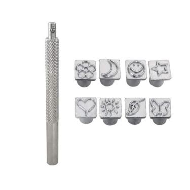 Imagem de Conjunto de carimbos com padrão de metal Co-Link, 8 peças de aço carbo