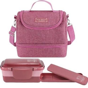 Imagem de Kit Marmita Térmica 3 peças Jacki Design Viajem Portátil, Rosa