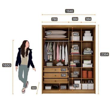 Imagem de Guarda Roupa Solteiro Sevilha Com Nicho E Espelho Com Gaveteiro Suiça Com Chave Cumaru 25 Fendi - Novo Horizonte