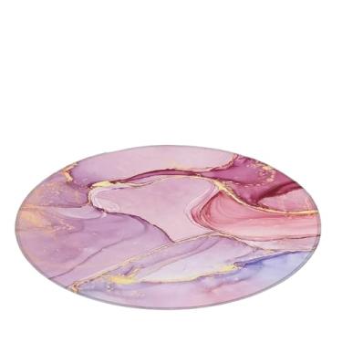 Imagem de Tapete redondo com padrão de mármore, tapete de engatinhar, decoração de casa, tapetes de tamanho grande para sala de estar, quarto, banheiro (rosa escuro, 40 x 40 cm)