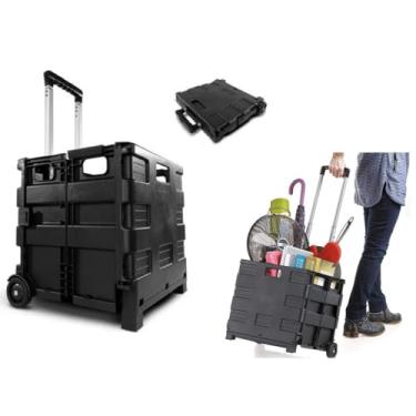 Imagem de Carrinho Dobrável Multiuso Portátil Vira Maleta Cesto Feira