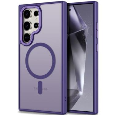 Imagem de Hython Capa para celular Samsung Galaxy S24 Ultra, magnética, translúcida, fosca [compatível com MagSafe] Capa protetora rígida fina e fina à prova de choque para mulheres, homens e meninas, roxo