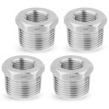 Imagem de MAACFLOW MAACFLOW Aço Inoxidável 1/5.1 cm macho NPT para 3/20.3 cm fêmea NPT redutor bucha sextavada (rosca OD 2.1 cm - ID 1.5 cm) (pacote com 4)