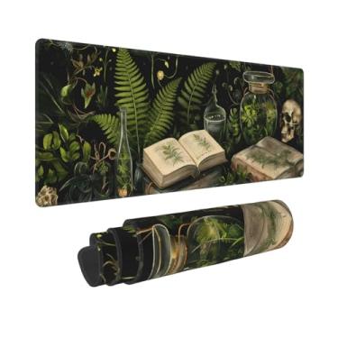 Imagem de Tapete de rato grande para jogos, cosido, galáxia longa, japonesa, flor de cerejeira, mármore, para casa e escritório (80 x 30 cm) (Dark Academia)