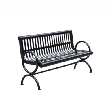 Imagem de x3anggyt5 Encosto de aço inoxidável preto jardim banco externo banco multipessoas banco de parque 1,2/1,5/1,8 metros assento (médio)