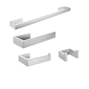 Imagem de Conjunto de ferragens de banheiro suportes de papel higiênico preto fosco toalheiro para banheiro escova de vaso sanitário ganchos de cabide de parede, PC, conjunto de 4 peças 60