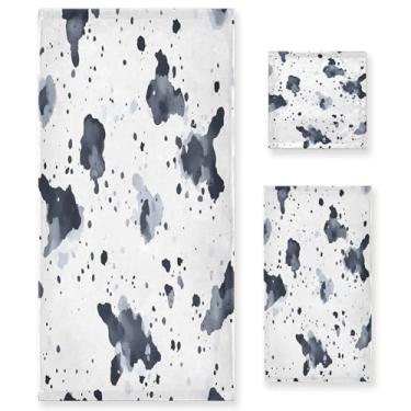 Imagem de xigua Conjunto de toalhas de banheiro com manchas de vaca absorvente toalha de banho macia de 3 peças toalha de mão toalhas decorativas para banheiro, academia, hotel, praia, piscina