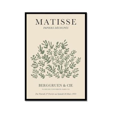 Imagem de Arte de parede abstrata Henri-Matisse pôsteres minimalistas boho arte flor impressão em tela Matisse planta botânica para quarto escritório cozinha decoração (SKU5,16x60 cm), moldura de metal preto)