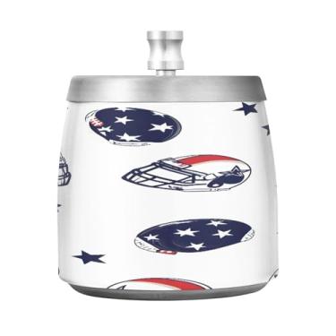 Imagem de STAYTOP Cinzeiro de capacete de futebol com tampa, cinzeiro de aço inoxidável à prova de vento, sem fumaça, cinzeiro grande para uso ao ar livre para decoração de escritório em casa