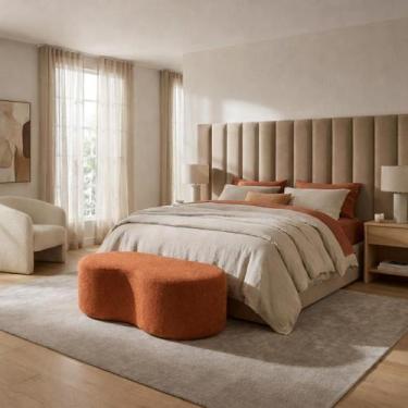 Imagem de Puff Feijão Design Orgânico Sala Quarto Tecido Boucle Aveludado Multiu