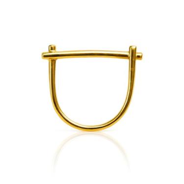 Imagem de Anel Feminino Minimalista em Latão com Banho de Ouro 18K – Design Moderno em U, Acabamento Polido (18)