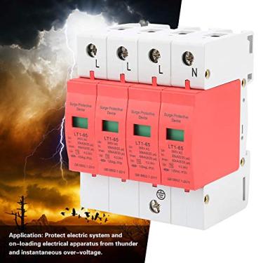 Imagem de Naroote 4P 30kA-65kA 385V Dispositivo de Proteção contra Surtos Domésticos para Elétrico e Aparelhos Elétricos, Revestimento Retardador de Chamas, Fácil de Instalar para Segurança Doméstica