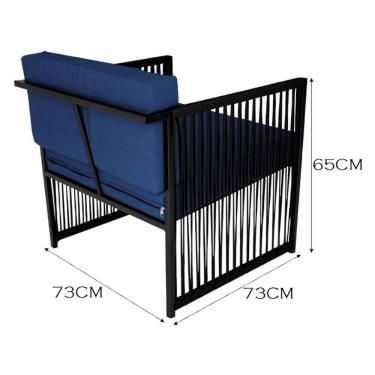 Imagem de Conjunto De 2 Poltronas E Mesa De Centro Quadrada Com Tampo Preto/azul