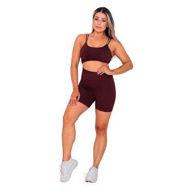 Imagem de Conjunto Academia Fitness Top Alcinha com Bojo e Short-Feminino