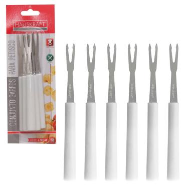 Imagem de Garfo P Petisco Inox Branco 6 Peças Hauskraft