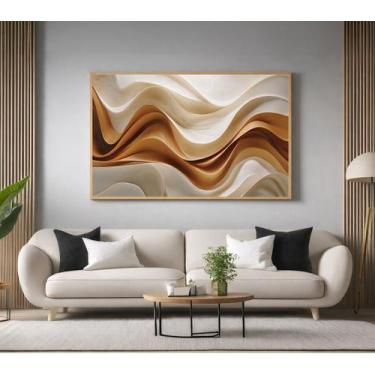 Imagem de Quadros Decorativos com Moldura Abstrato Curvas 3D para Sala Quarto e 