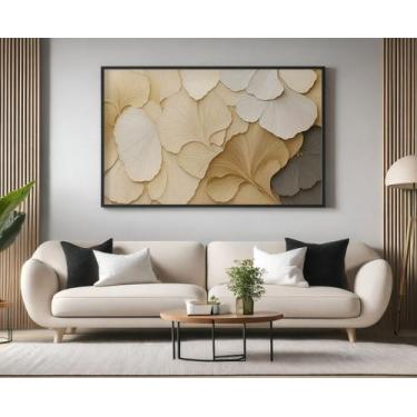 Imagem de Quadros Decorativos com Moldura Folhagem Bege para Sala Quarto e Escri