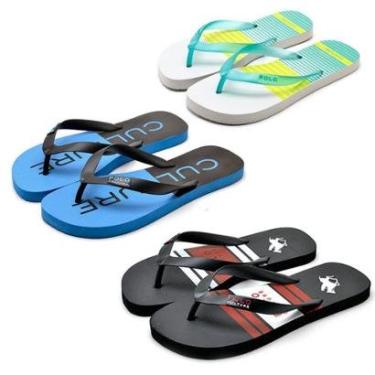 Imagem de Chinelo Masculino Borracha Macio Conforto Duas Tiras Kit 3-Masculino