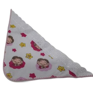 Imagem de Cueiro Flanelado 80X80 Turma Da Mônica Com Aplique E Crochê. - Dugu