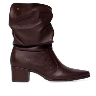 Imagem de Bota Feminina Pegada Couro Soft Touch Salto Bloco Marrom, Marrom, 36