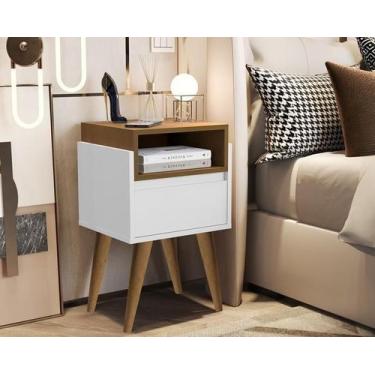 Imagem de Mesa Cabeceira Luxo 1 Gaveta Pés Palito Yasmim Plus Cores - Comprar Mó