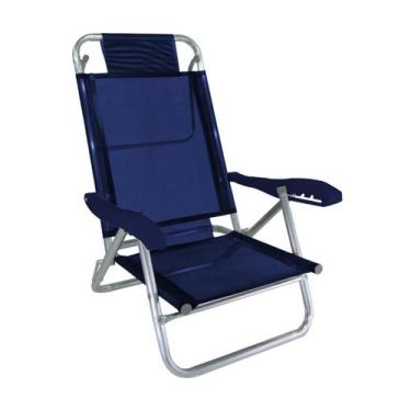 Imagem de Cadeira de Praia Alumínio 5 Posições Banho de Sol Zaka, Azul marinho
