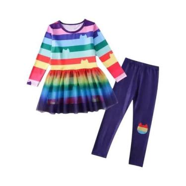 Imagem de Fantasia De Natal Para Meninas Com Listras Arco-Íris Do Gato Gabby, Co