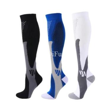 Imagem de Meias De Compressão Masculinas (2, 3 Ou 4 Pares) Para Corrida E Varize