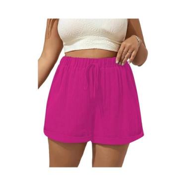 Imagem de Shorts Casuais Confortáveis De Cintura Alta plus Size Para Mulheres, L