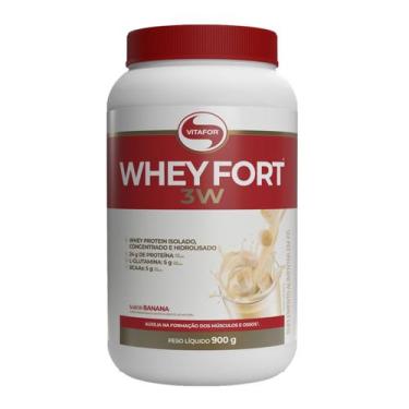 Imagem de Whey Fort Whey Protein 3W Sabor Banana 900g Vitafor, Banana